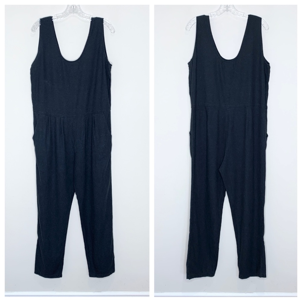 Ozma Coverall Jumpsuit (Sz L) Sleeveless Tapered Crop Raw Silk Noil Black - Picture 4 of 13